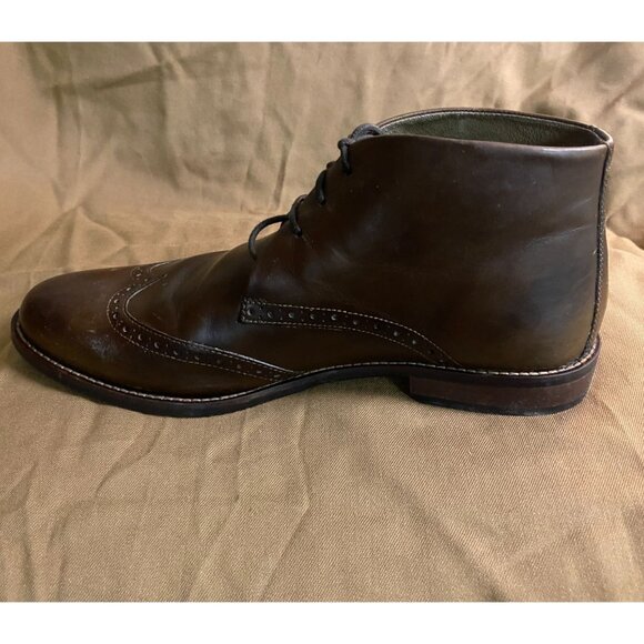 Stafford Mens Boots 9W Dix Chukka Wing Tip Brown Letaher Lace Up Classic - Picture 9 of 16